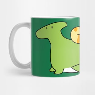 Hadrosaurid and Orange Tabby Cat Mug